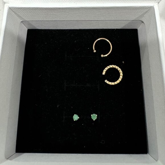 NEW Mejuri Earrings - Essential Cuff, Diamond Ear Cuff, Mini Studs (14k Gold) - Picture 4 of 12